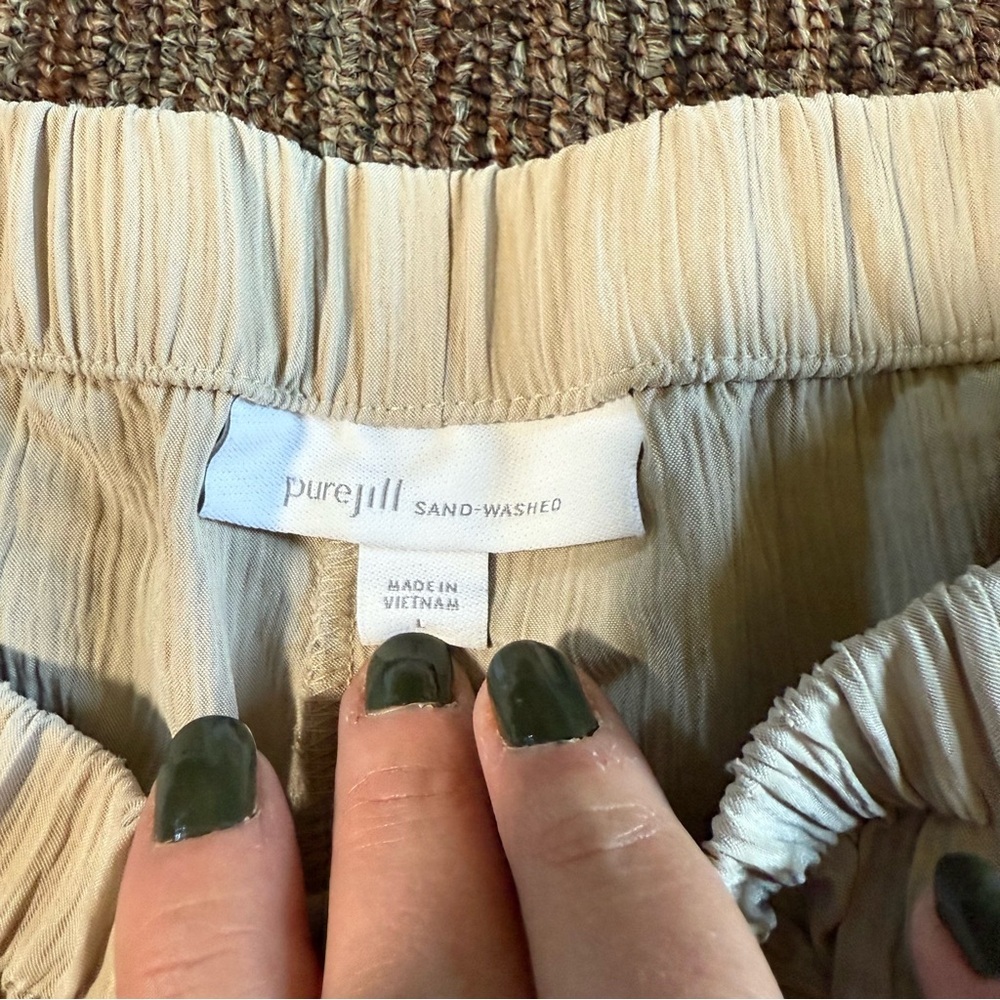 Pure Jill Sandwashed Wide Leg Crop Pull On Pants Cream Large - Picture 4 of 6